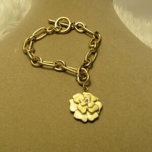 Stella and Dot Signed Bracelet Enameled Flower